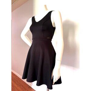 ABERCROMBIE & FITCH XS Black Mesh Sides Zipper Back Goth Punk Skater Dress EUC